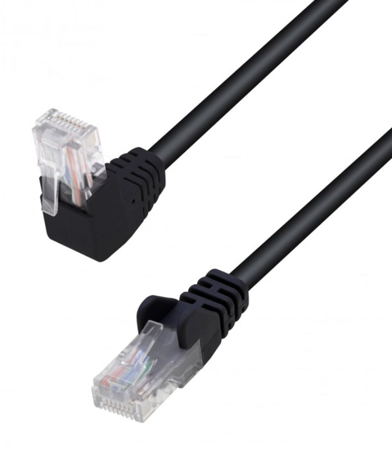 Cavo di Rete Patch Connettore Angolato 90° CCA Cat. 5E UTP 2m Nero